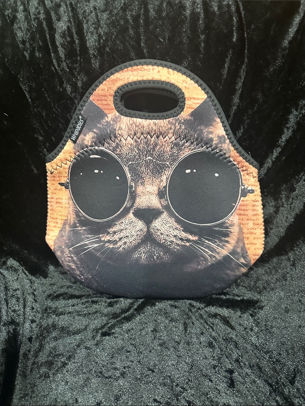 Cat Sunglasses Neoprene Tote Bag - Black & Brown